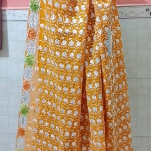 Orange Heavy Work Saree