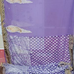 Lavender 🪻 White 🤍 two Shade Saree