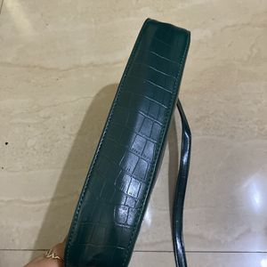 Green baguette shoulder Bag