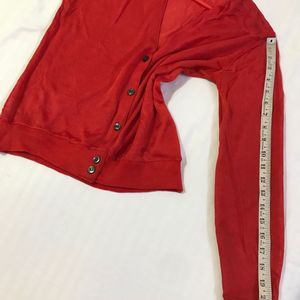 Red Cardigan in thin Fabric Fits S/M