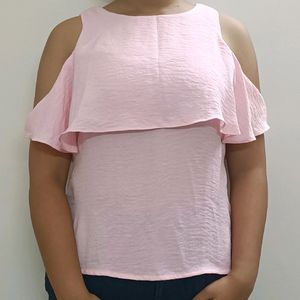 🎉SALE🎉 Pink Top With Stylish Cap like Sleeves