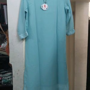 Blue Chiffon Lukhnavi Ready-made Full Set