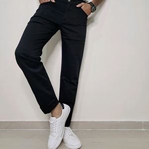 Kaulin 1027 Men's Double Cloth Knitted Black Pant