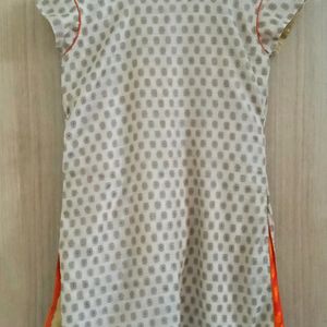 Tan Color Kurta With Orange Pajama And Dupatta