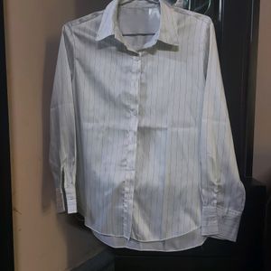 Elegant Shine Satin White Stripped Shirt