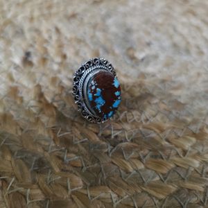 Statement Silver Ring With Tibetan Turquoise