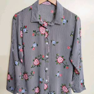 Crey Floral Shirt Size-34