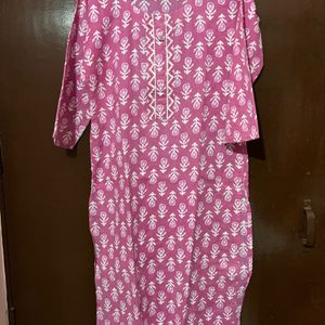 Cotton Blend Kurta With Pant