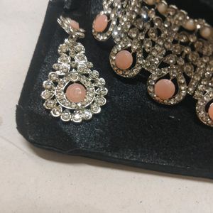 Stone Necklace Set - Peach Colour