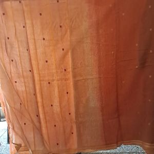 Cotton Blend Saree Rust Colour