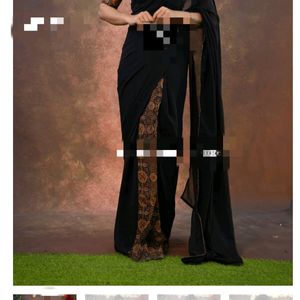 Black Ready To Wear Saree With Handwork Blouse