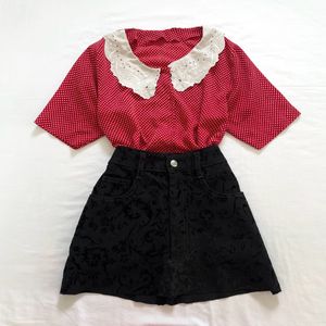 Coquette Core Red Polka Peter Pan Collar Top