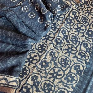 Indigo Cotton Kota Doria Saree 🔷🔹🔷🔹🔷