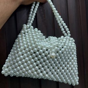 Handwork Pearl White Handbag