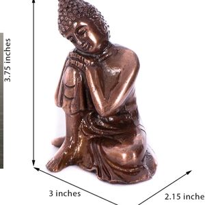 Resting Buddha on Knee Metal Showpiece