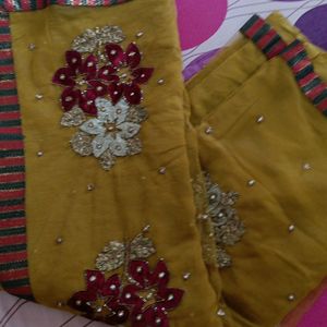 Half -2  Brown Golden Saree With Blouse