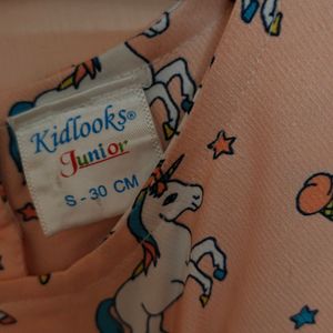 Peach Colour Unicorn Frock