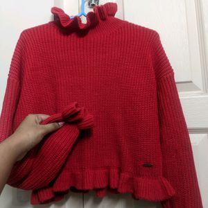 Red Wool top