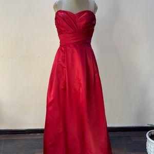 European Satin Red Gown