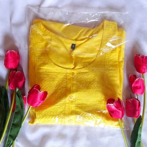 Brand New Yellow Pure Cotton Kurtha