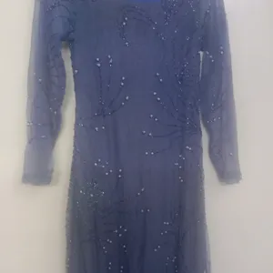 Blue Handwork Net Gown with crush lining, Duppatta