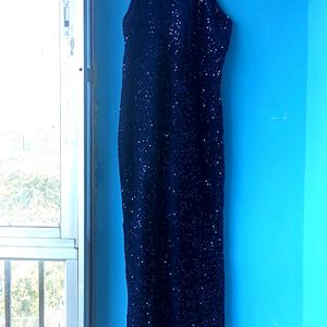 Navy Blue Sequined Cocktail Gown