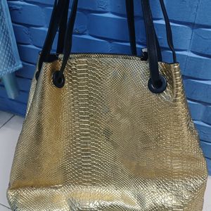 Golden Tote Bag For Womens