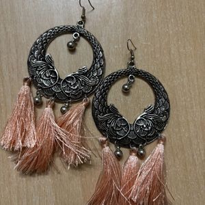 Oxidised Silver Tassle Earrings