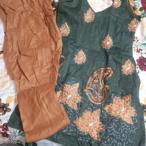 Cotton Thread work Kurta With Churidaar Pajami