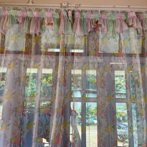 2pieces Curtain Green Preinted