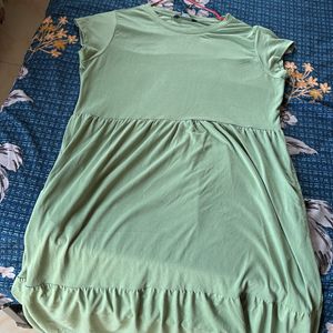 Green Tshirt Dress Streachable Material