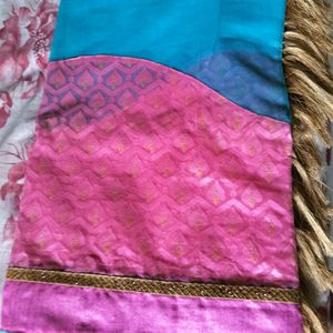 Unused Blue And Pink Saree