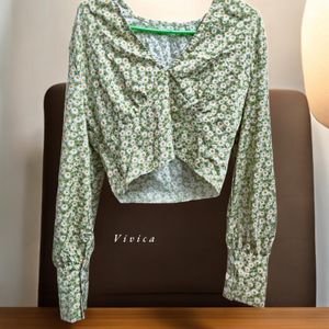 Floral Printed Chic Blouse Top M Size New