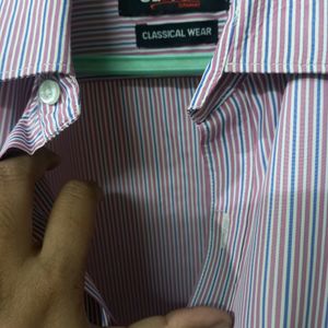 Red Striped Formal Full Hand Shirt( XL/42 Inches)