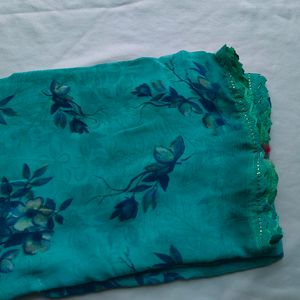 Georgette Saree Sea Green