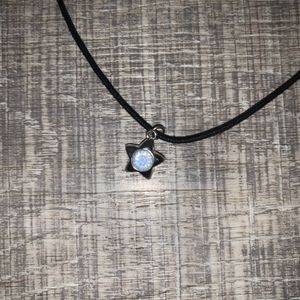 blue gem star cord necklace