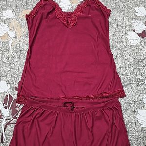 Maroon Two Piece Nighty