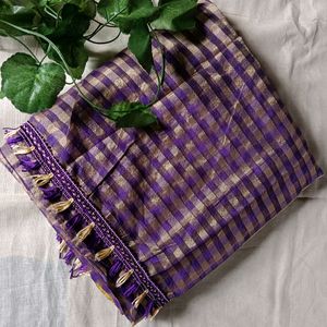 Purple & Beige Saree Delivery Discount Available