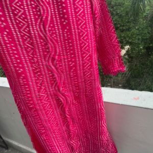 Bandhej Pink Kurti