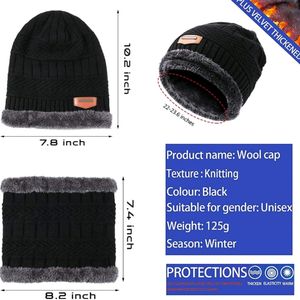 Warm Knit Hats, Skull Cap with Neck Warmer Winter