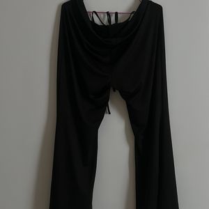 Black Flare Pants With Waist Tie Up