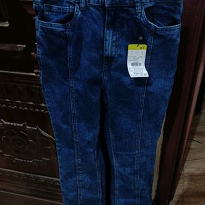 Blue Slit Bootcut Jeans