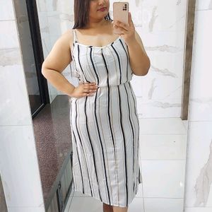 Strips Printed Midi Dress