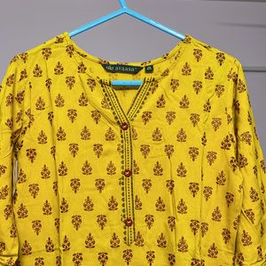 Mustard Kurti Straight Fit