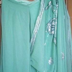 pasta green💚 fancy ready to wear saree & blouse