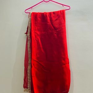 Cut Daana Work Red Kurta,Plazo And Duppta