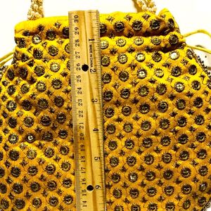 Yellow Golden Potli Purse