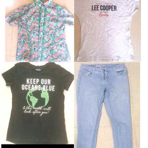 Set of 3 tops & mid skinny jeans (women)🌺