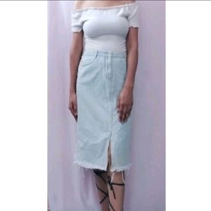 Knees Length Denim Skirt