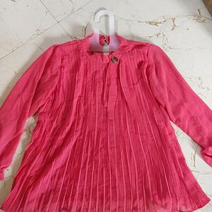 Pink Pleated Top